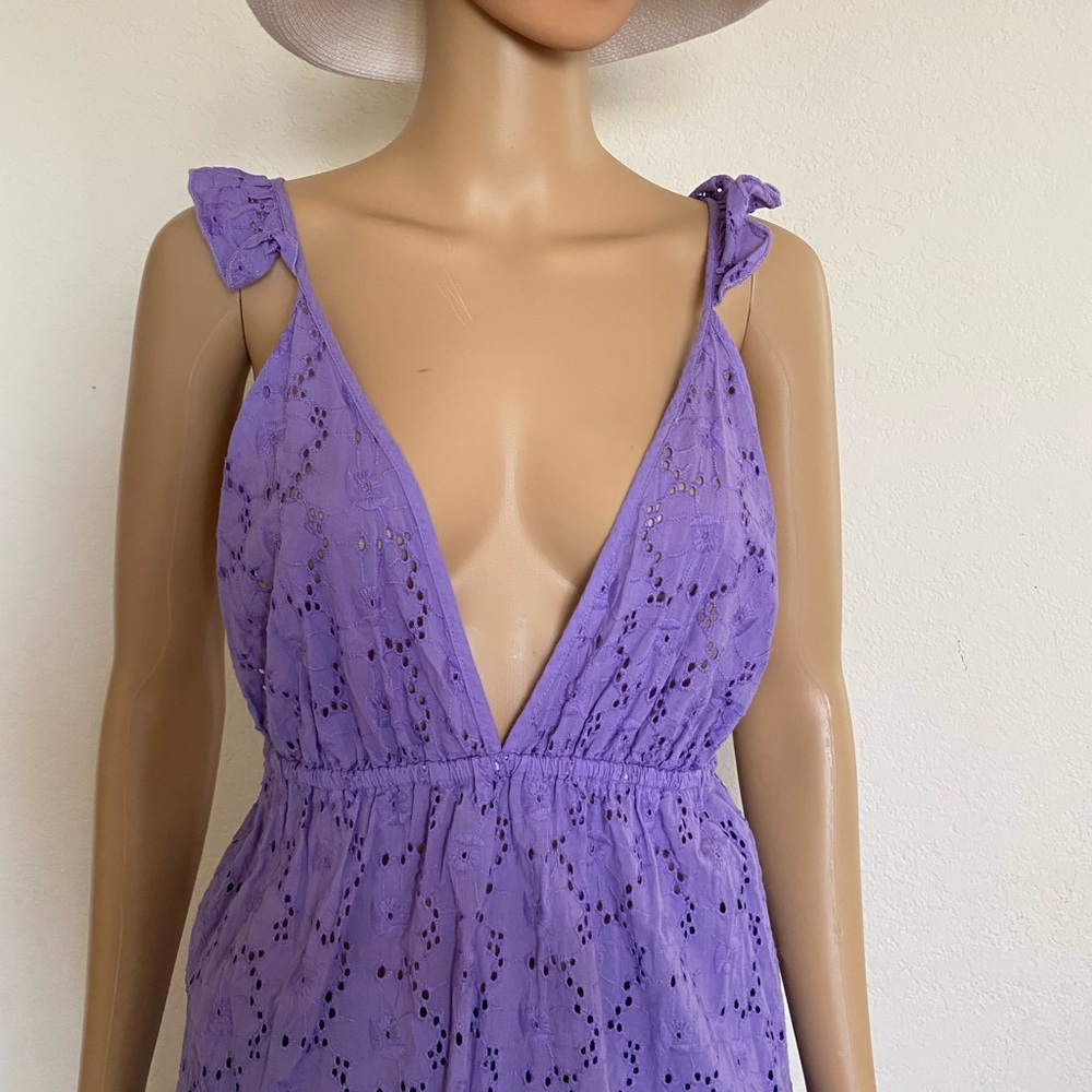 ASOS Purple Eyelet Spring Summer Backless Tunic Size 2 - Picture 3 of 5